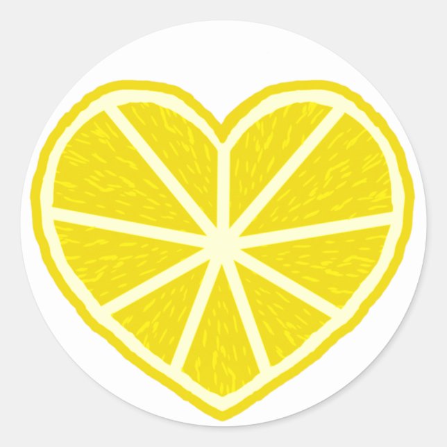 Lemon Slice Heart Runder Aufkleber (Vorderseite)