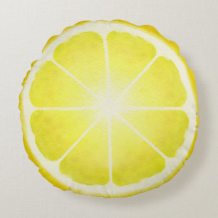 Lemon Slice (Wasserfarbe) Rundkissen Rundes Kissen