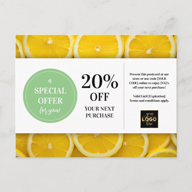 Lemon Slices Custom Coupon Discount Postkarte (Vorderseite)