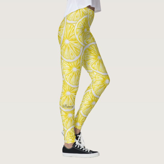 Lemon Slices Watercolor-Muster Leggings (Rechts)