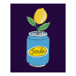 Lemon Soda Can mit Fruchtzweig - Fun Pop Kunst Poster