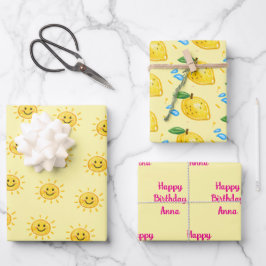Lemon Sommer ihnen Geburtstag  Geschenkpapier Set