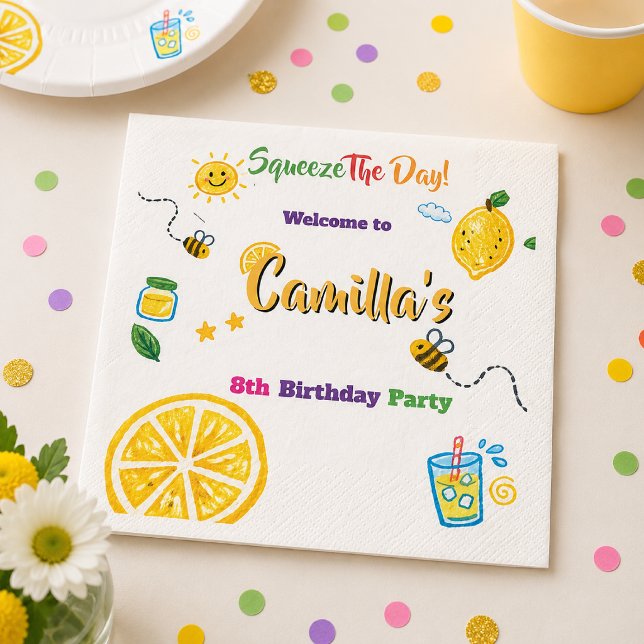 Lemon Sommer Thema Kindergeburtstag  Serviette (Von Creator hochgeladen)