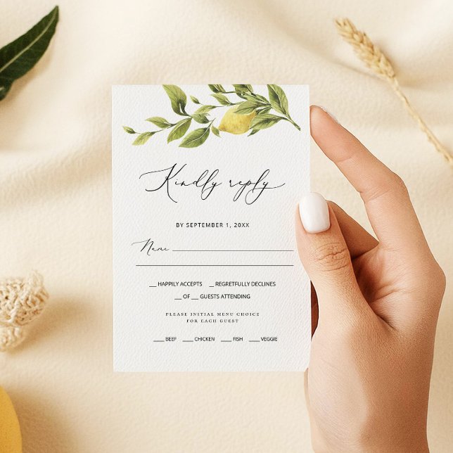 Lemon Sorrento Amalfi Coast Wedding RSVP Karte (Von Creator hochgeladen)