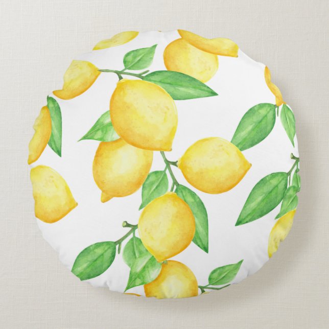 Lemon Splash Rundes Kissen (Vorderseite)