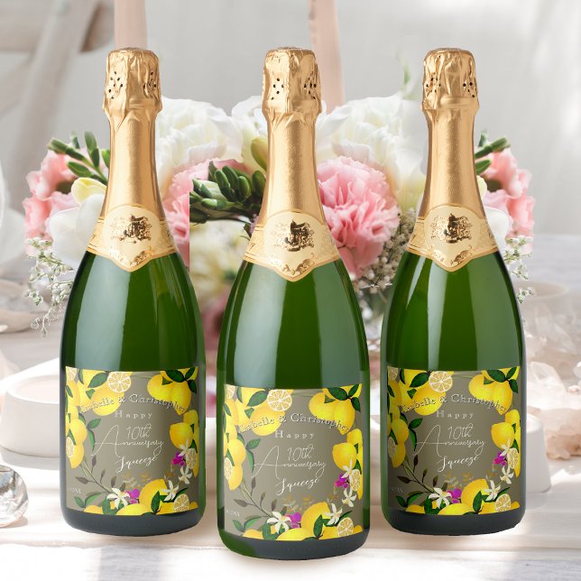Lemon Squeeze  (10th Wedding Anniversary Lemon Squeeze Sparkling Wine Label)
