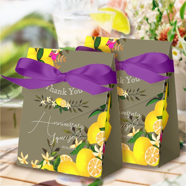 Lemon Squeeze Hochzeitstag Danke Geschenkschachtel (10th Wedding Anniversaay Lemon Squeeze Thank You Favors Box)