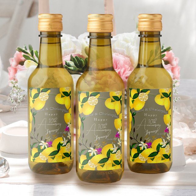 Lemon Squeeze  Weinetikett (10th Wedding Anniversary Lemon Squeeze Wine Label)