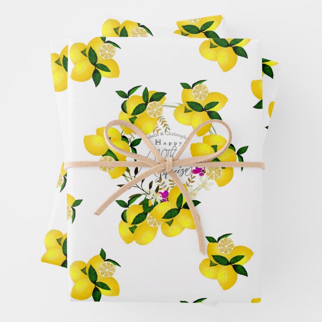 Lemon Squeeze White Wrapping Paper Sheets Geschenkpapier Set (Beispiel)