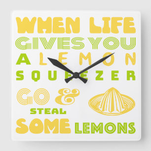 Lemon Squeezer Quadratische Wanduhr