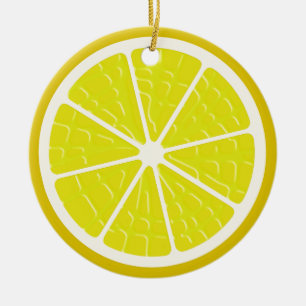 Lemon Stilisierte Fruit Slice Keramik Ornament