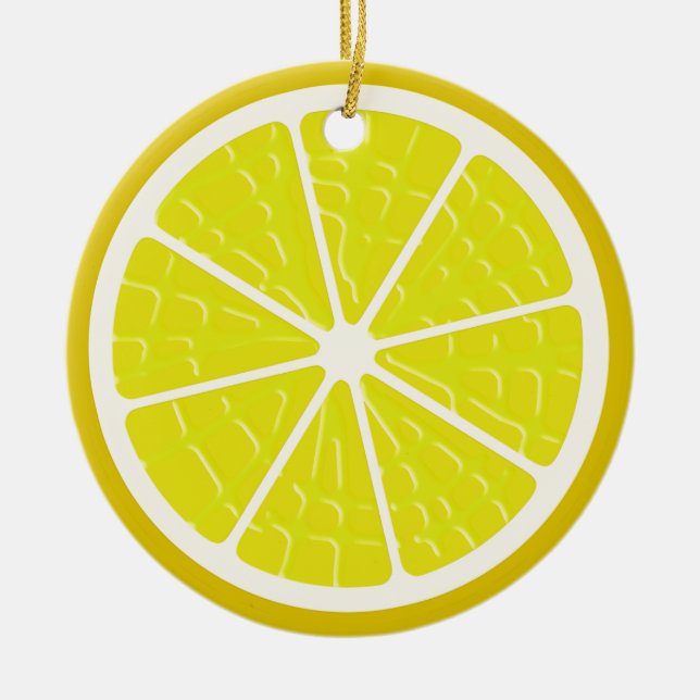 Lemon Stilisierte Fruit Slice Keramik Ornament (Vorne)