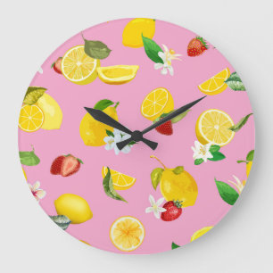 Lemon & Strawberry 1 Große Wanduhr