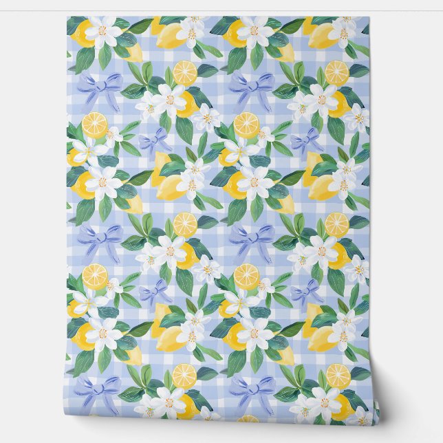 Lemon Summer Bows Wallpaper Tapete (Abrollen)
