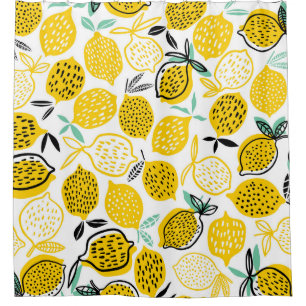 Lemon Summer Design Vintag Illustration Duschvorhang