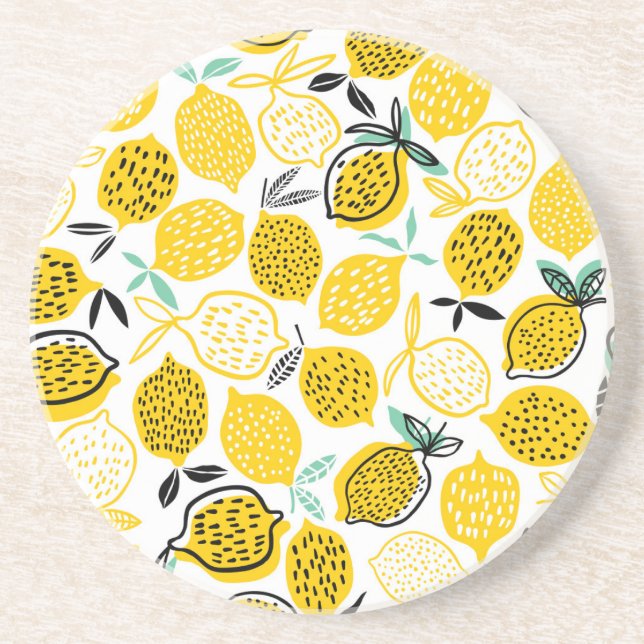 Lemon Summer Design Vintag Illustration Getränkeuntersetzer (Vorne)