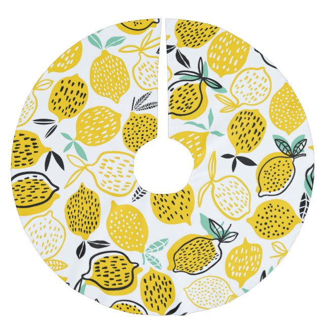 Lemon Summer Design Vintag Illustration Polyester Weihnachtsbaumdecke (Vorderseite)