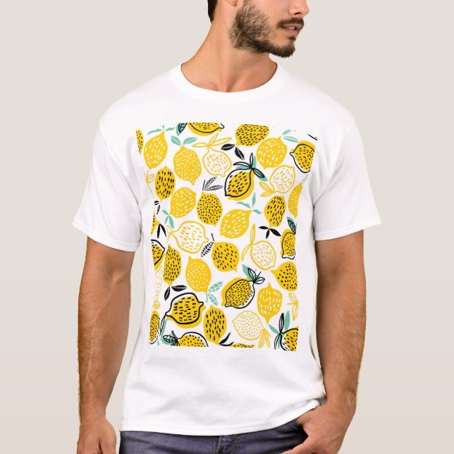 Lemon Summer Design Vintag Illustration T-Shirt (Vorderseite)