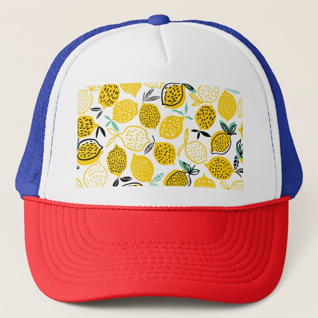 Lemon Summer Design Vintag Illustration Truckerkappe (Vorderseite)