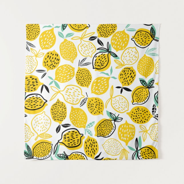 Lemon Summer Design Vintag Illustration Wandteppich (Vorderseite)