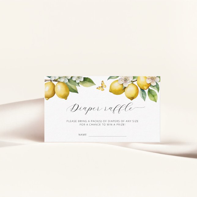 Lemon Summer Diaper Raffle Ticket Baby Dusche Begleitkarte (Von Creator hochgeladen)