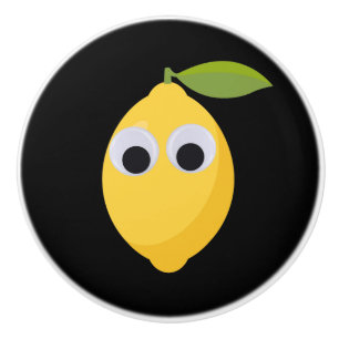 Lemon, sweet fruit with googly eyes keramikknauf