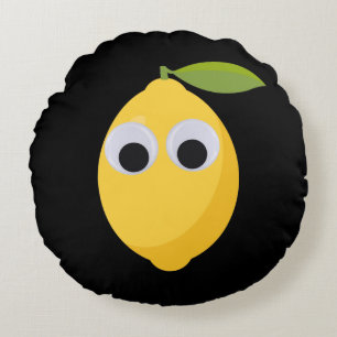 Lemon, sweet fruit with googly eyes rundes kissen