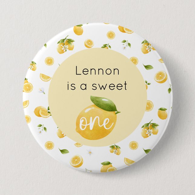 Lemon Sweet One 1. Geburtstag Button (Vorderseite)