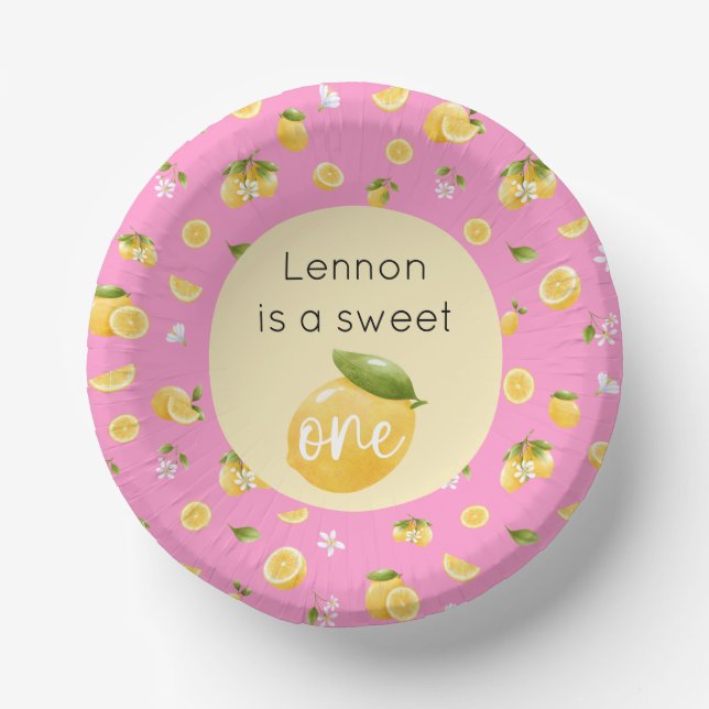 Lemon Sweet One 1. Geburtstag Pappteller (Vorderseite)