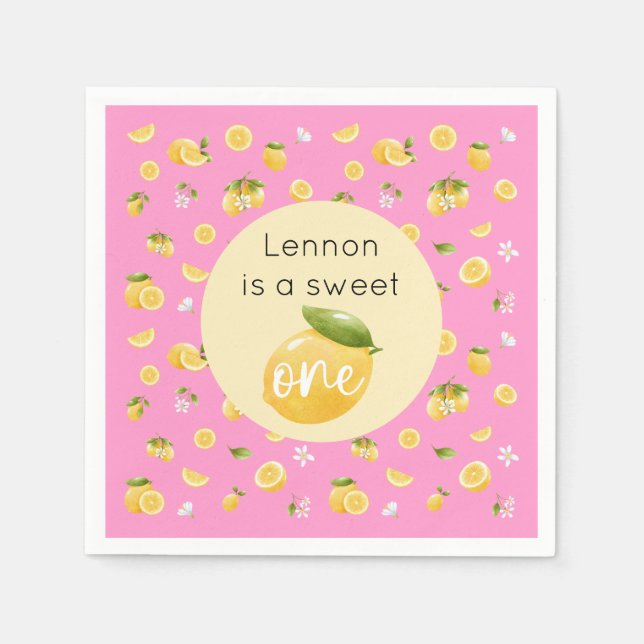 Lemon Sweet One 1. Geburtstag Party Serviette (Vorderseite)