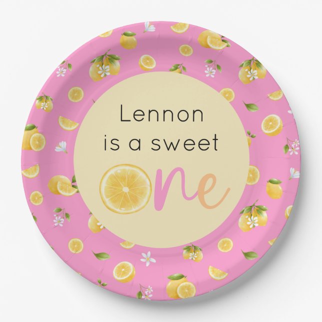 Lemon Sweet One Birthday Party Pappteller (Vorderseite)