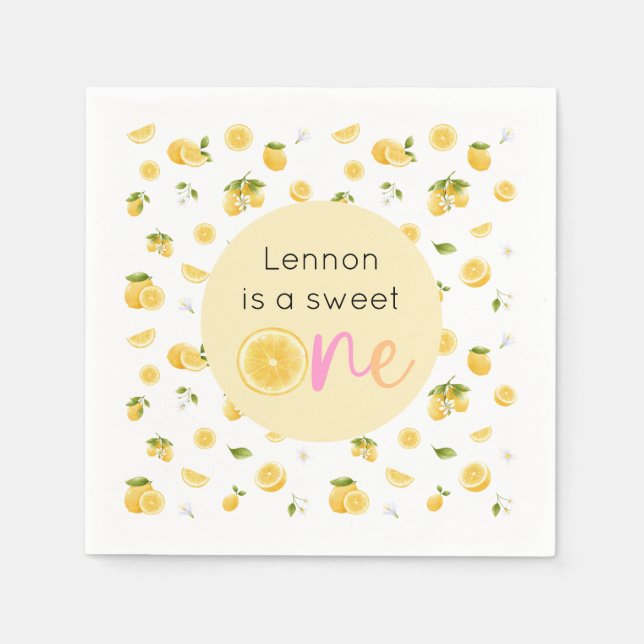Lemon Sweet One Birthday Party Serviette (Vorderseite)
