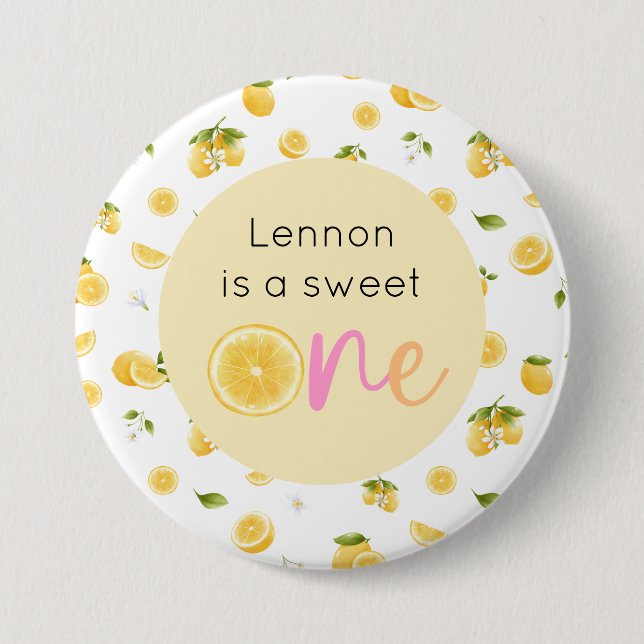 Lemon Sweet One Geburtstag Button (Vorderseite)