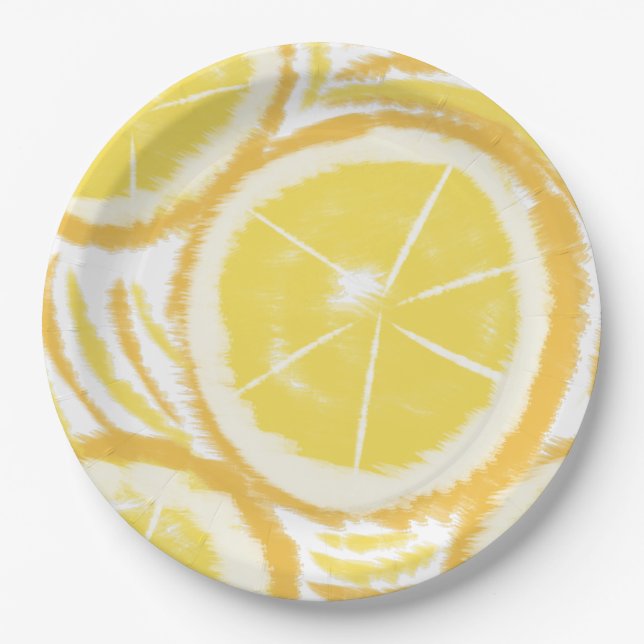 Lemon Swirl Abstraktes Party Pappteller (Vorderseite)