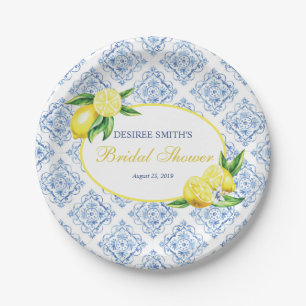 Lemon Tellers, Blue Tile Italienisch Pappteller