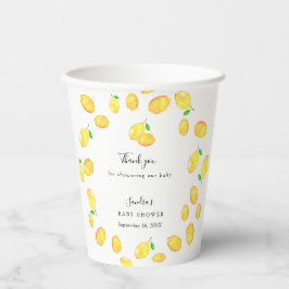 Lemon Theme Baby Shower Citrus Modern Script Pappbecher