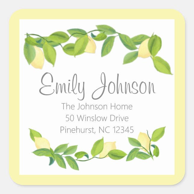 Lemon Theme Brautparty Address Sticker (Vorderseite)