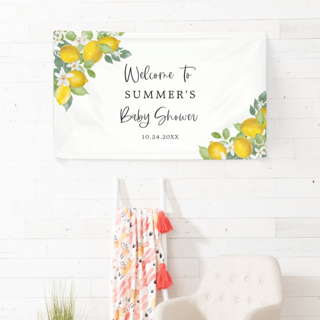 Lemon Theme Citrus Baby Shower Party Banner (Insitu)