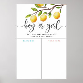 Lemon Theme Gender Reveal Voting Sign Poster