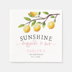 Lemon Theme Girl Birthday Party Napkins Serviette