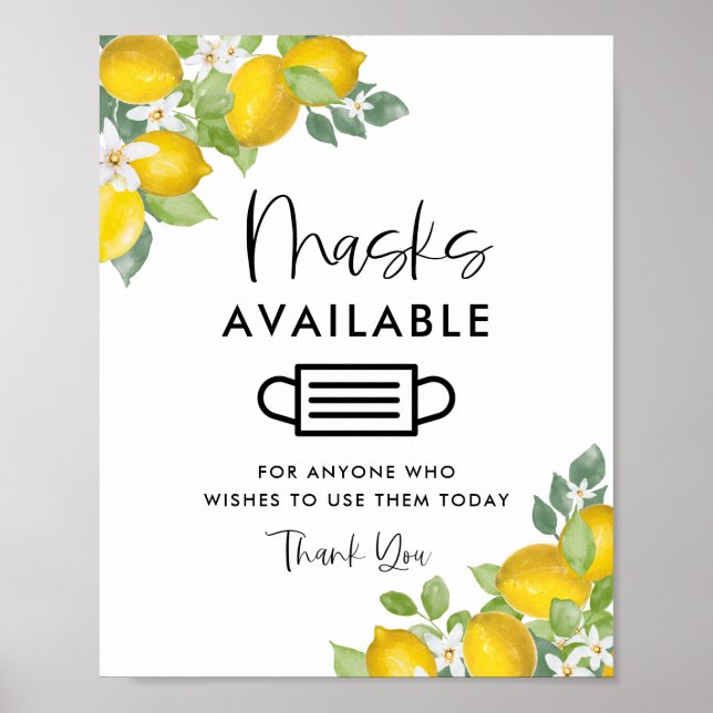 Lemon Theme Party Masken Verfügbares Zeichen Poster (Vorne)