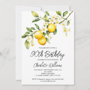 Lemon Theme Watercolo 90. Geburtstagsparty Einladung