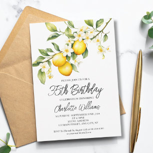 Lemon Theme Watercolor 35. Geburtstagsparty Einladung