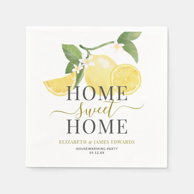 Lemon Theme Zuhause Sweet Zuhause Housewarming Par Serviette (Vorderseite)