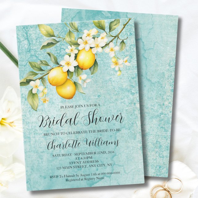 Lemon Themed Brautparty Brunch Einladung (Lemon Themed Bridal Shower Brunch Invitation
)