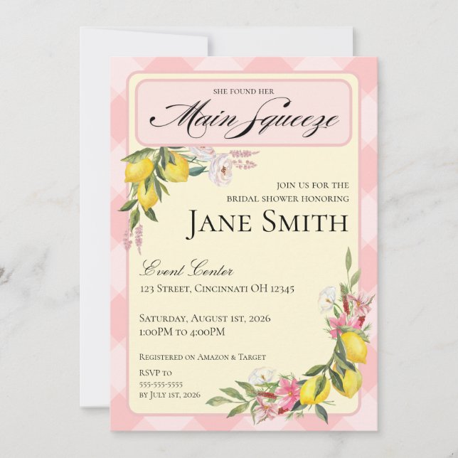 Lemon Themed Bridal Shower Invitation Einladung (Vorderseite)