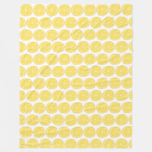 Lemon Themed Fleece Throw Blanket