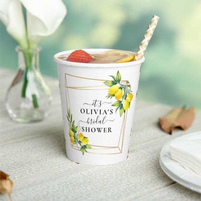 Lemon Themed Geometric Brautparty Paper Cups Pappbecher (In Situ)