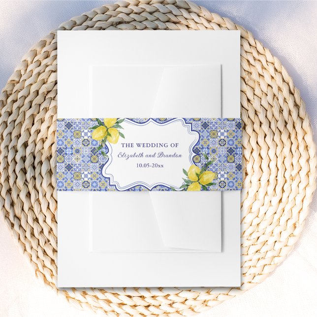 Lemon-Themed Mediterranean Tile Wedding Einladungsbanderole (Von Creator hochgeladen)