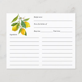 Lemon themed, Rezept Karte personalisiert